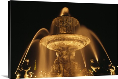 Fountain Illuminated At Night
