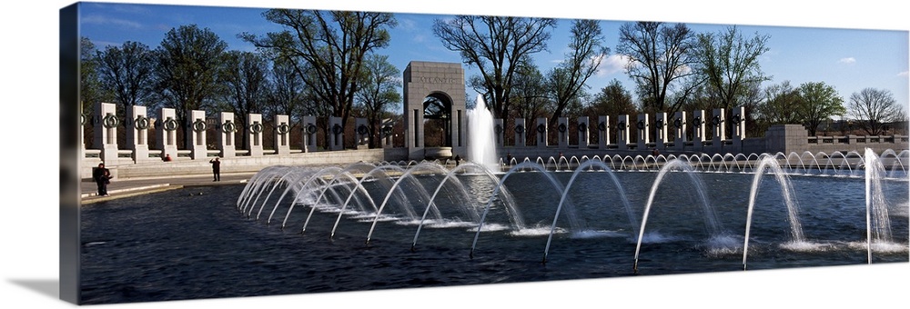 Fountains at a war memorial National World War II Memorial Washington DC