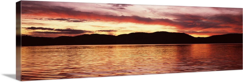 Sunset over Fourth Lake from Inlet in the Adirondack Mountains, New York