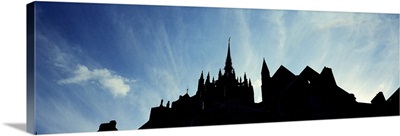 France, Normandy, Mont St. Michel, Silhouette of a Church