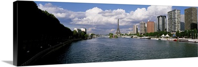 France, Paris, Eiffel Tower across Seine River