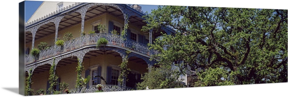 Wrought iron balconies of New Orleans French Quater.