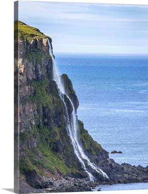 Fresh drinking water from waterfalls by the side of the cliff, Northern Iceland