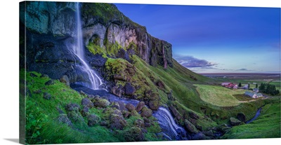 Fresh drinking waterfall, Fagrifoss Waterfall, Iceland