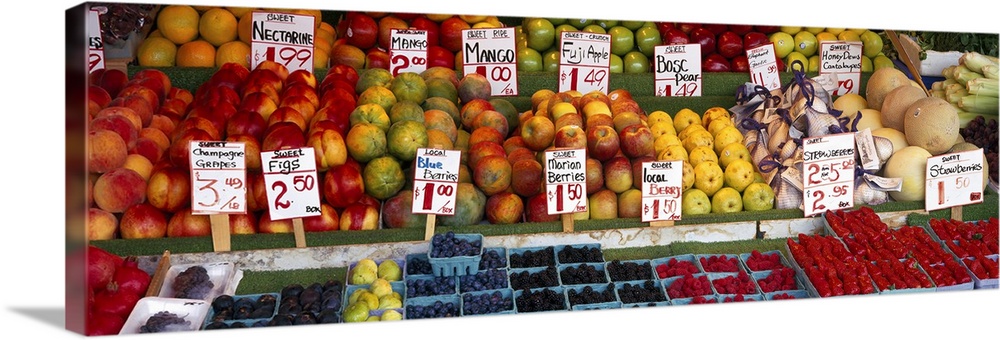 Fruits at a market stall, Pike Place Market, Seattle, King County, Washington State, USA