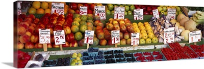 Fruits at a market stall, Pike Place Market, Seattle, King County, Washington State