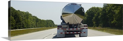 Gas delivery truck moving on a highway