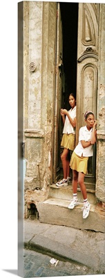 Girls in Doorway Cuba