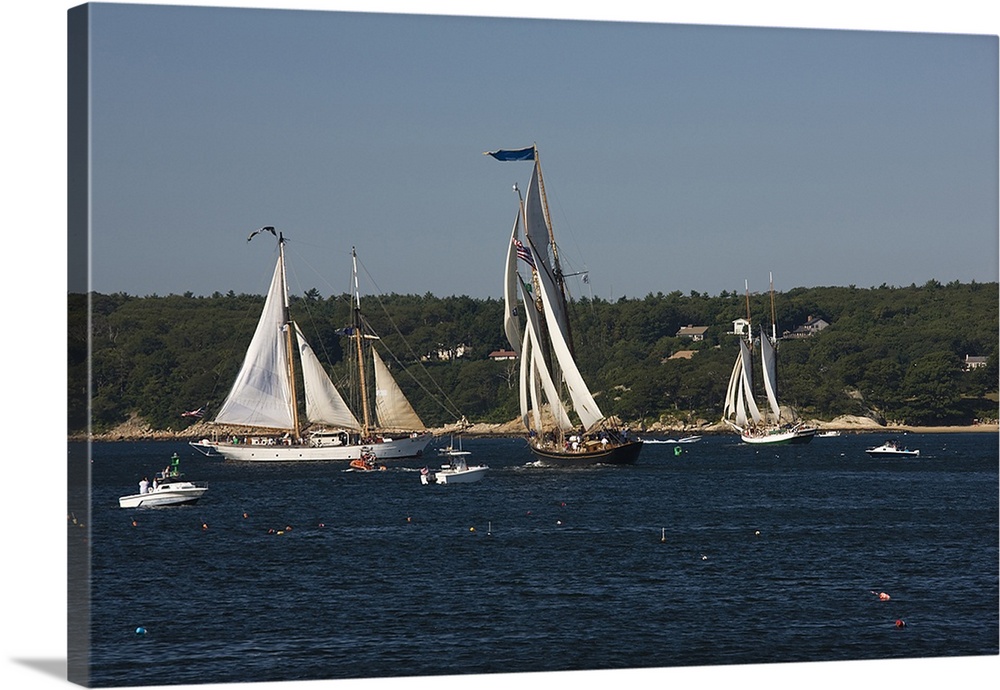 Schooner leaving harbor for a race, Gloucester Schooner Festival, Gloucester, Cape Ann, Massachusetts, USA