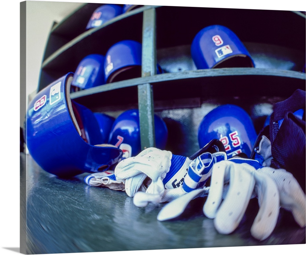 Cubs gloves and helmets, Cubs vs Phillies, Wrigley Field, Chicago, Illinois, USA, July 31, 2003