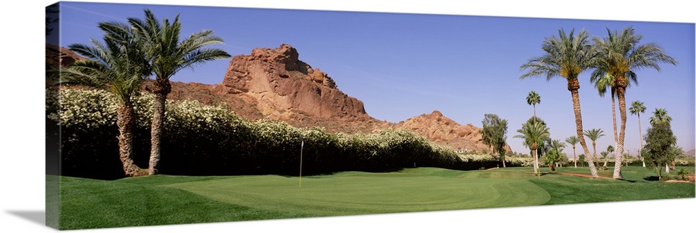 Golf course near rock formations, Paradise Valley, Maricopa County, Arizona