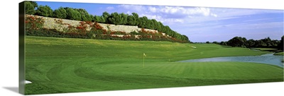 Golf flag in a golf course, Valderrama Golf Club, San Roque, Spain