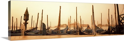 Gondolas moored at a harbor, San Marco Giardinetti, Venice, Italy
