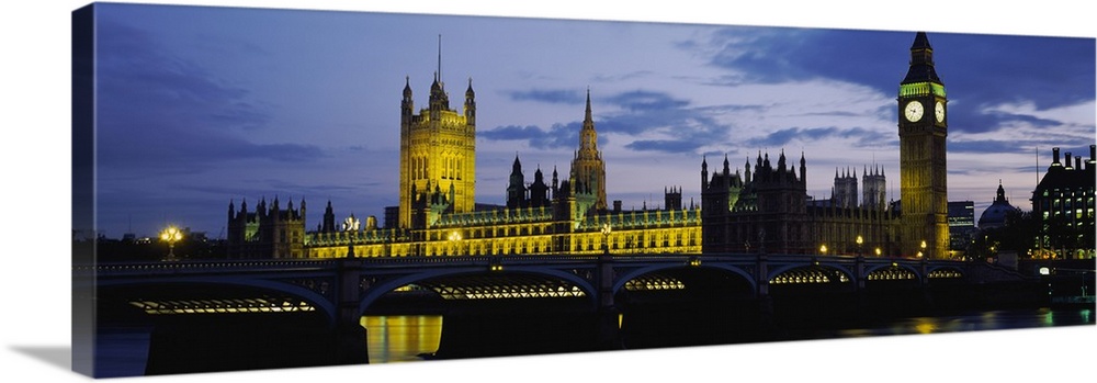 Government building lit up at night, Big Ben and The Houses of ...