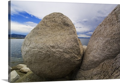 Granite boulders on Canyon Ferry Lakeshore, close up, Montana