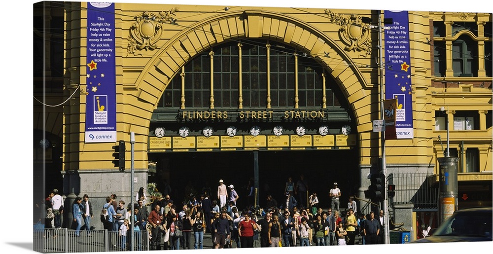 Group of people at a railway station, Flinders Street Station, Melbourne, Victoria, Australia