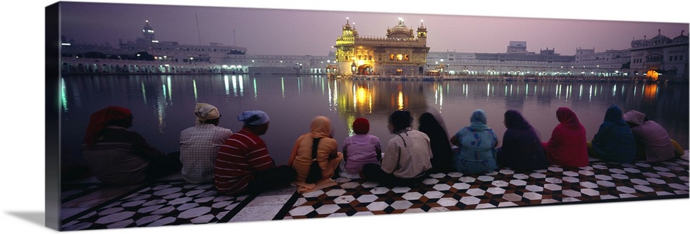 Group of people at a temple Golden Temple Amritsar Punjab India