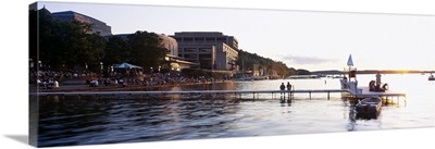 Group of people at a waterfront, Lake Mendota, University of Wisconsin, Memorial Union, Madison, Dane County, Wisconsin