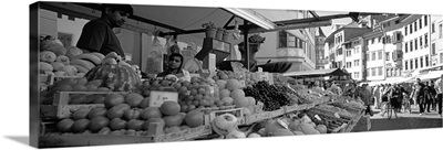 Group of people in a street market, Lake Garda, Italy