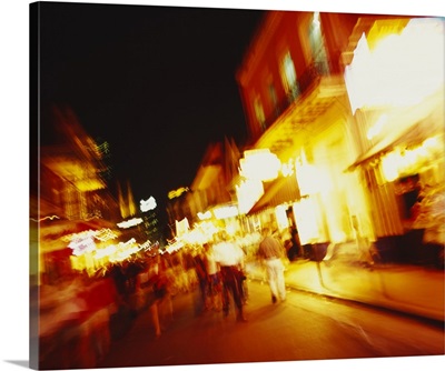 Group of people walking on the street, Bourbon Street, New Orleans, Louisiana