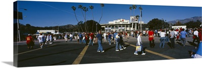 Group of people walking outside a stadium, Rose Bowl Stadium, Pasadena, Los Angeles County, California