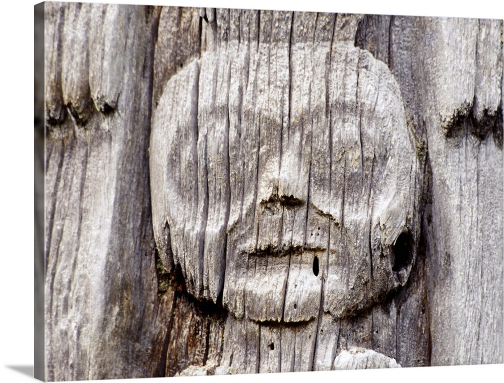 Haida Gwaii totem pole detail, Queen Charlotte Island, British Columbia, Canada.
