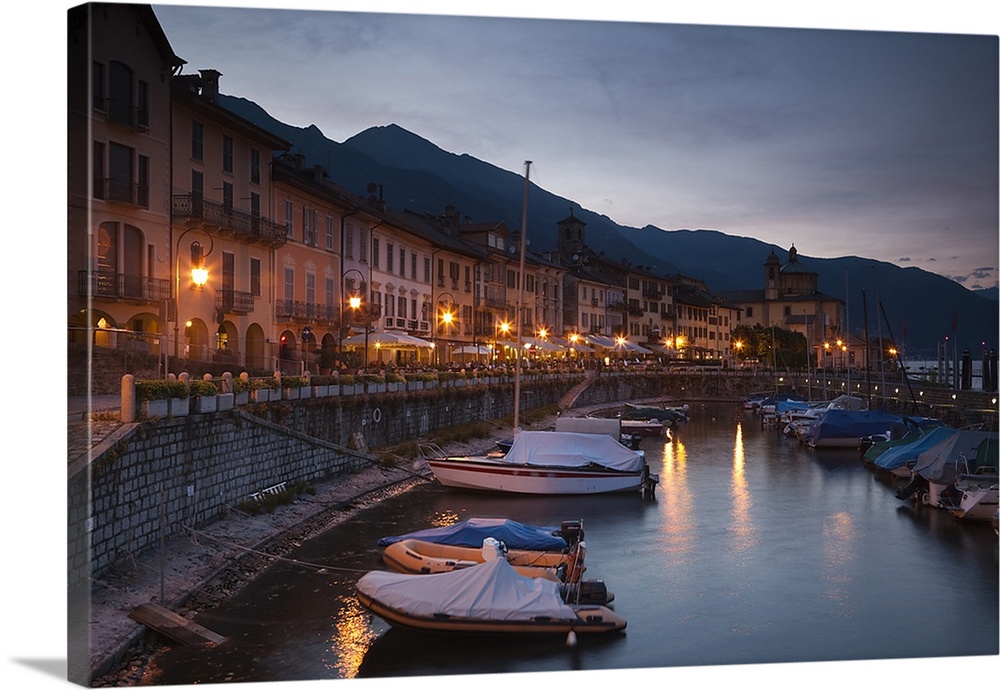Harbor At Dusk Piazza Vittorio Emanuele III Cannobio Lake Maggiore Harbor At Dusk Piazza Vittorio Emanuele III Cannobio Lake Maggiore