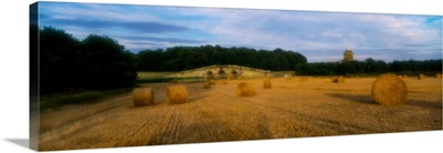 Hay Bales In A Field, Howard Mausoleum, Castle Howard, North Yorkshire, England