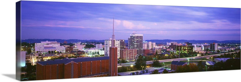 High angle view of a city at dusk, Chattanooga, Tennessee