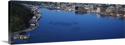 High Angle View Of A City At The Waterfront, Saint Johns, Newfoundland And Labrador, Canada