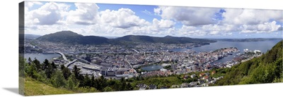 High angle view of a city Bergen Hordaland County Norway