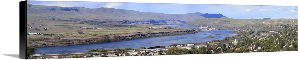 High Angle View Of A City Columbia River Dalles Wasco County Oregon