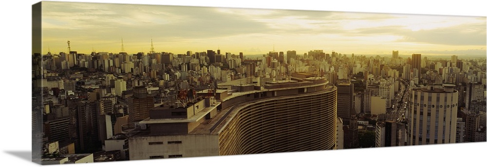 High angle view of a city, Copan Building, Hotel Hilton, Rua Consolacao, Sao Paulo, Brazil