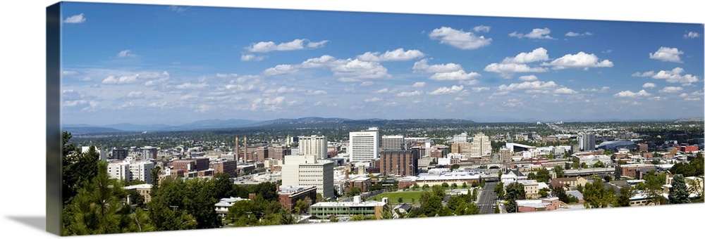 High angle view of a city from Cliff Park, Spokane, Washington State