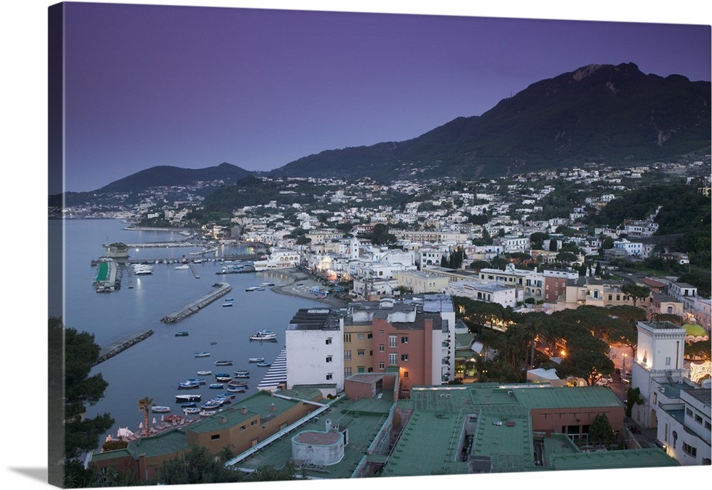 High angle view of a city, Lacco Ameno, Ischia, Naples, Campania, Italy