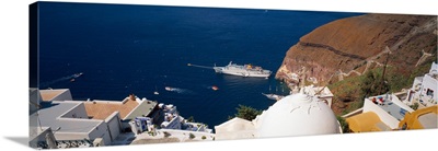 High angle view of a city on a cliff, Santorini, Cyclades Islands, Greece