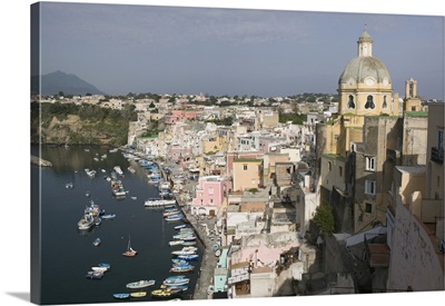 High angle view of a city, Procida, Naples, Campania, Italy