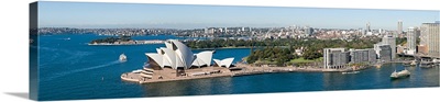 High angle view of a city, Sydney Opera House, Circular Quay, Sydney Harbor, Sydney, New South Wales, Australia