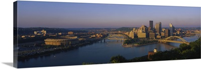 High angle view of a city, Three Rivers Stadium, Pittsburgh, Pennsylvania