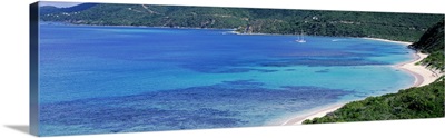High angle view of a coastline, Seven Mile Beach, Caribbean Sea, Grand Cayman, Cayman Islands