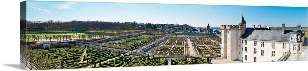 High angle view of a garden of a castle, Chateau De Villandry, Villandry, Indre-et-Loire, France
