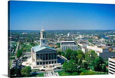 High angle view of a government building, State Capitol Building, Nashville, Davidson County, Tennessee,