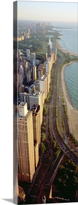 High angle view of a highway along a lake, Lake Shore Drive, Chicago, Illinois