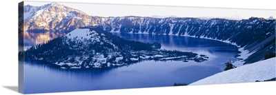 High angle view of a lake, Crater Lake, Crater Lake National Park, Oregon