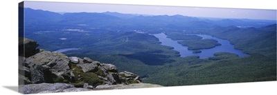 High angle view of a lake, Lake Placid, Adirondack Mountains, New York State
