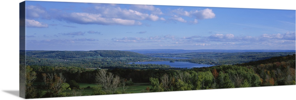 High angle view of a lake, Lamoka Lake, Waneta Lake, Finger Lakes, New York State