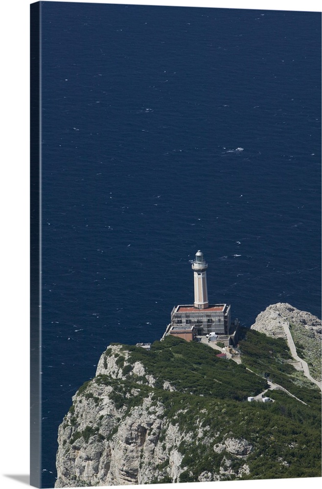 High angle view of a lighthouse on an island, Punta Carena Lighthouse, Capri, Naples, Campania, Italy