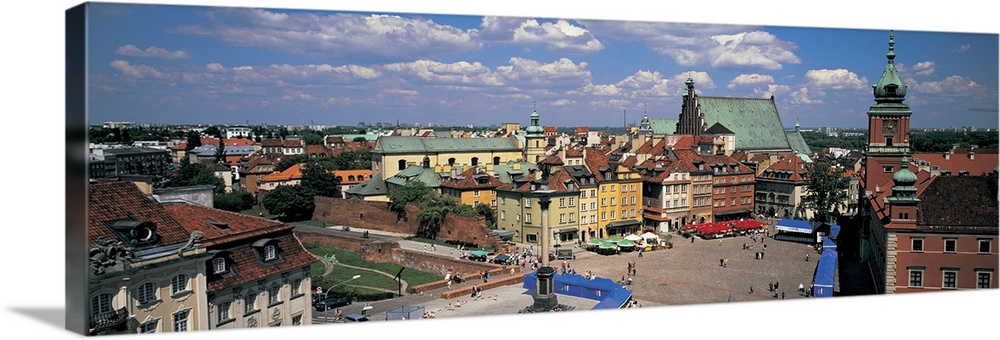 High angle view of a market square, Warsaw, Silesia, Poland