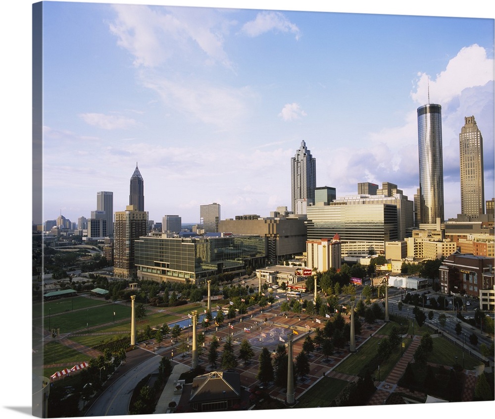Photo of Olympic Park with tall buildings in the background on canvas.