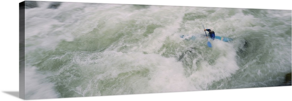 High angle view of a person kayaking, Salmon River, Orleans, California